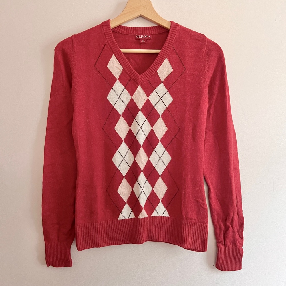 V-neck Argyle Sweater